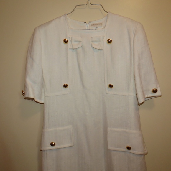 Vintage Nina Ricci Whitish Business Dress 42 - Picture 5 of 5